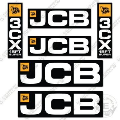 Fits JCB 3CX Decal Kit Backhoe 15 FT SUPER - 7 YEAR OUTDOOR 3M VINYL!