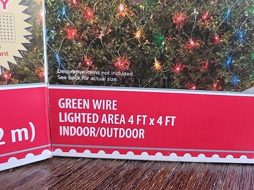 200 High Density Multi-Color Net Lights Holiday Time 4ft x 4ft Green Wire 2 SETS - Picture 3 of 8