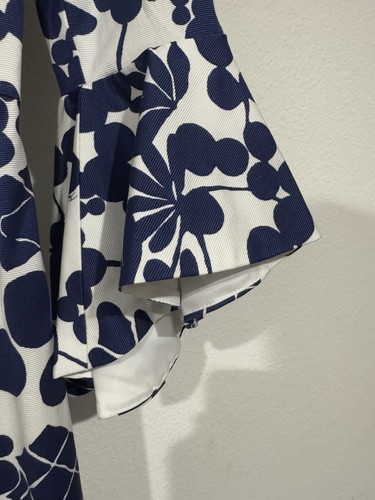 Trina Turk Women's Floral V-Neck Long Sleeve Mini Dress Blue Sz 6 NEW - Picture 4 of 14
