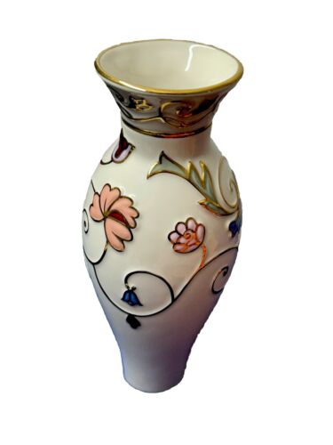 Lenox vergoldete Garten schöne erhabene bunte Blume 8,75" Porzellan Vase