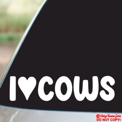 I LOVE COWS Vinyl Decal Sticker Car Window Wall Bumper FARM ANIMAL HEART DAIRY