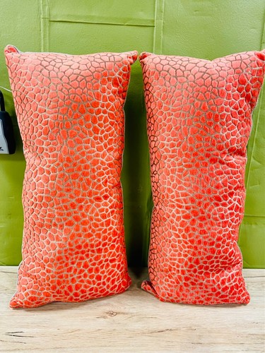 Pair of Handmade Jane Churchill Velvet Lumbar Pillows 26” x 16