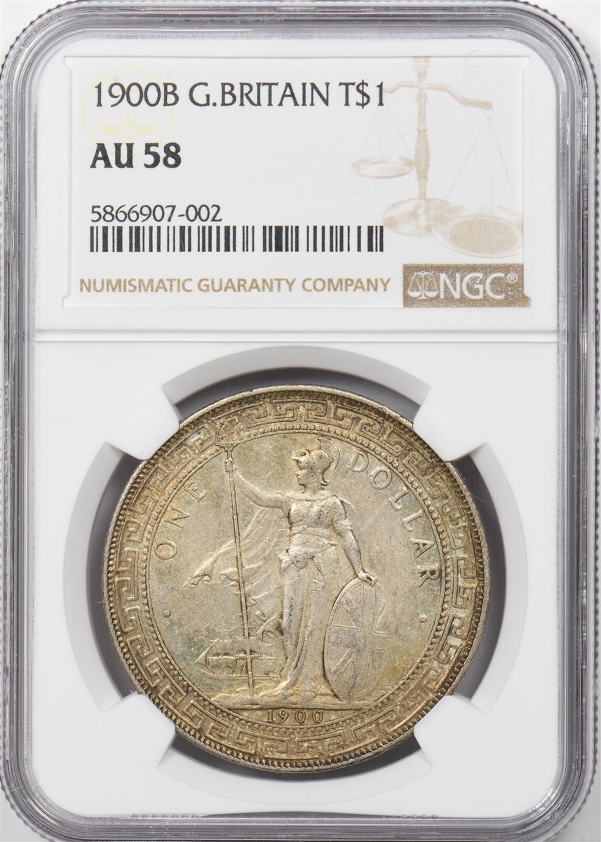 Great Britain 1900 B Trade Dollar silver NGC AU58 NG1690 combine