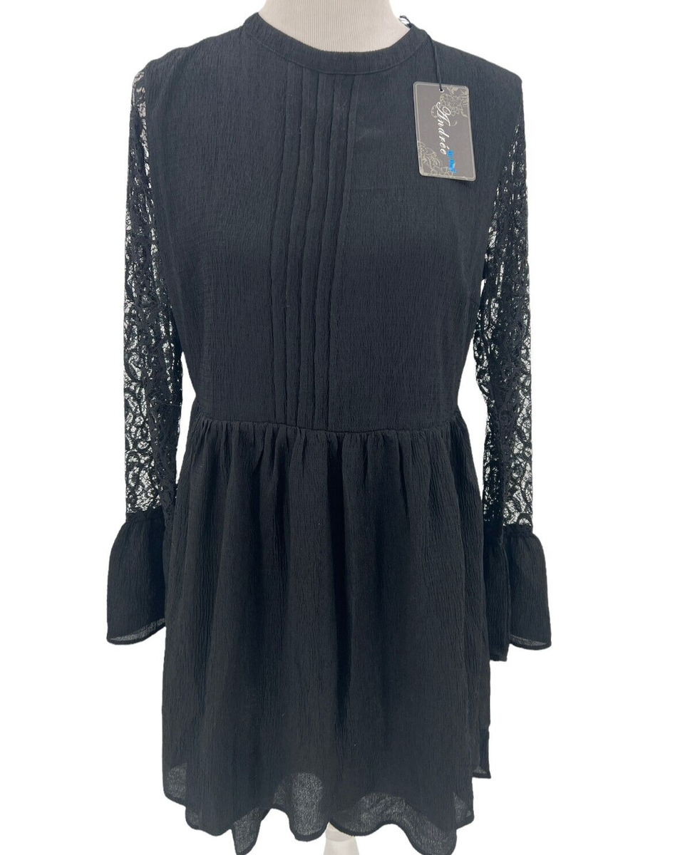 andree by unit black dress Black Smocked Ruffle Bottom Dress