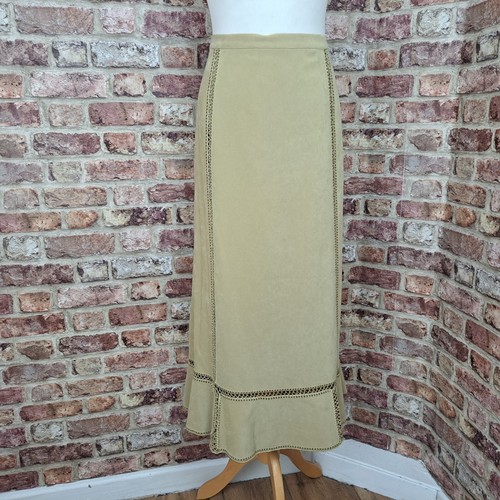 Elvi Maxirock beige angeraut Baumwolle UK 18 Patchwork ausgestellt Gummizug neu