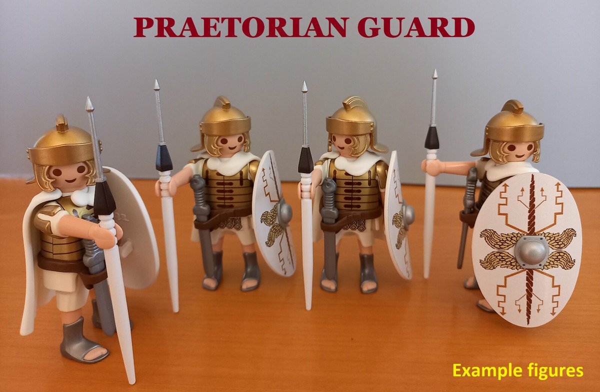 5 Figurines Playmobil Romains Garde Or – Casques De Prétoriens Rares Pour Collection Et Custom