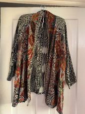 Soft Surroundings Leaf Stitch Open Front Cardigan Pockets Wool Embroidered P/M