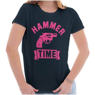 Funny Pro Guns Pun Hammer Time Firearm Joke Womens Top Junior Graphic Tee
