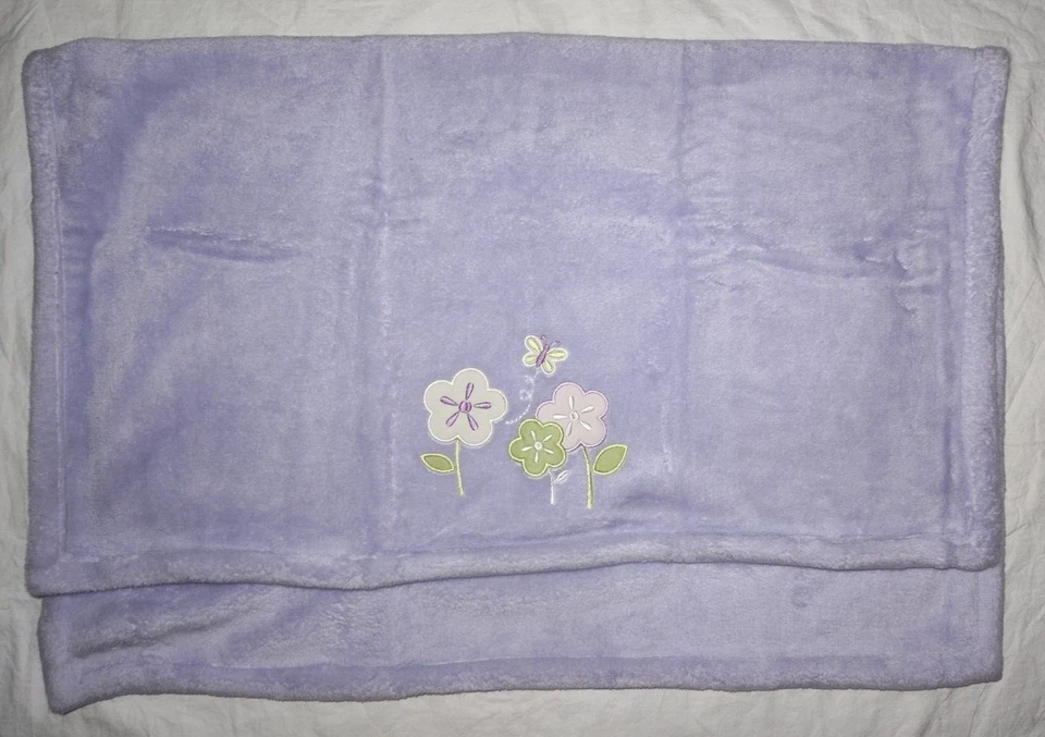 NEW Tiddliwinks Purple Flower Butterfly Baby Blanket Soft Lovey Girl 30x40 htf - Image 2 of 4