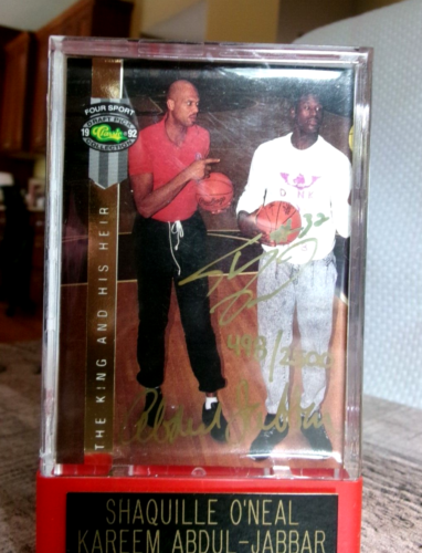 SHAQUILLE O'NEAL & KAREEM ABDUL-JABAR1992 CLASSIC NBA LE/2500 AUTOGRAPHED CARD - Zdjęcie 1 z 9