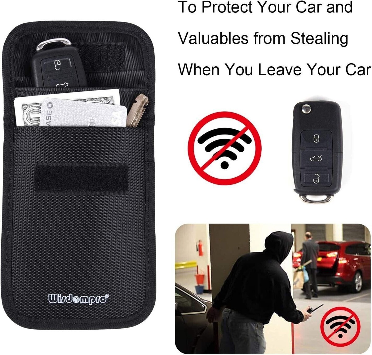 Wisdompro Faraday Bag for Key Fob, Pack WP4694 RFID Key Fob