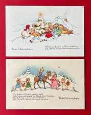 2 x Glückwunsch AK WEIHNACHTEN 1937 Kinder um Tannenbaum und Engel     ( 149235