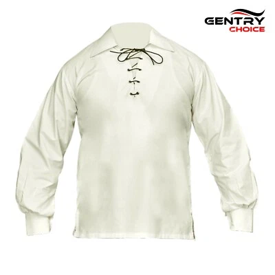 GENTRY CHOICE Scottish Jacobite Ghillie Shirt Cream Traditional Highlanders Shirt Kilt Wear