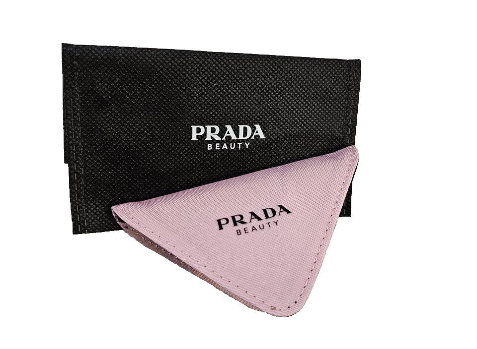 Prada Beauty Mirror Pink Case Logo Pocket Size Triangle Slim Hand