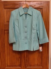 DRESSBARN Women's Turquoise Polyester 3/4 Sleeve Blazer, size 12