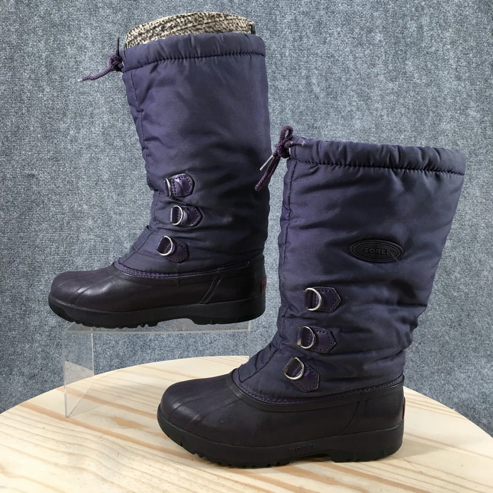 Sorel водонепроницаемый зимние ботинки утка женщин 6 фиолетовый середины икры круглый носок войлок - Изображение 2 из 4