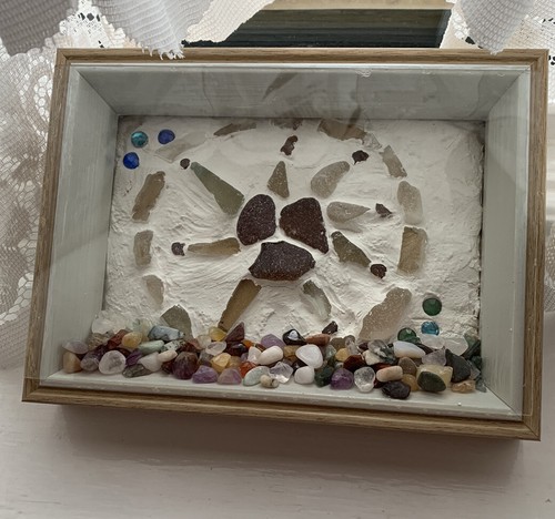 Box framed Mosaic/Montage- Seaglass and Gemstones-Nature &Eco Friendly Art - Picture 2 of 12