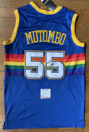 Dikembe Mutombo Signed Denver Nuggets Jersey PSA/DNA COA #55 NBA HOF - Picture 1 of 3