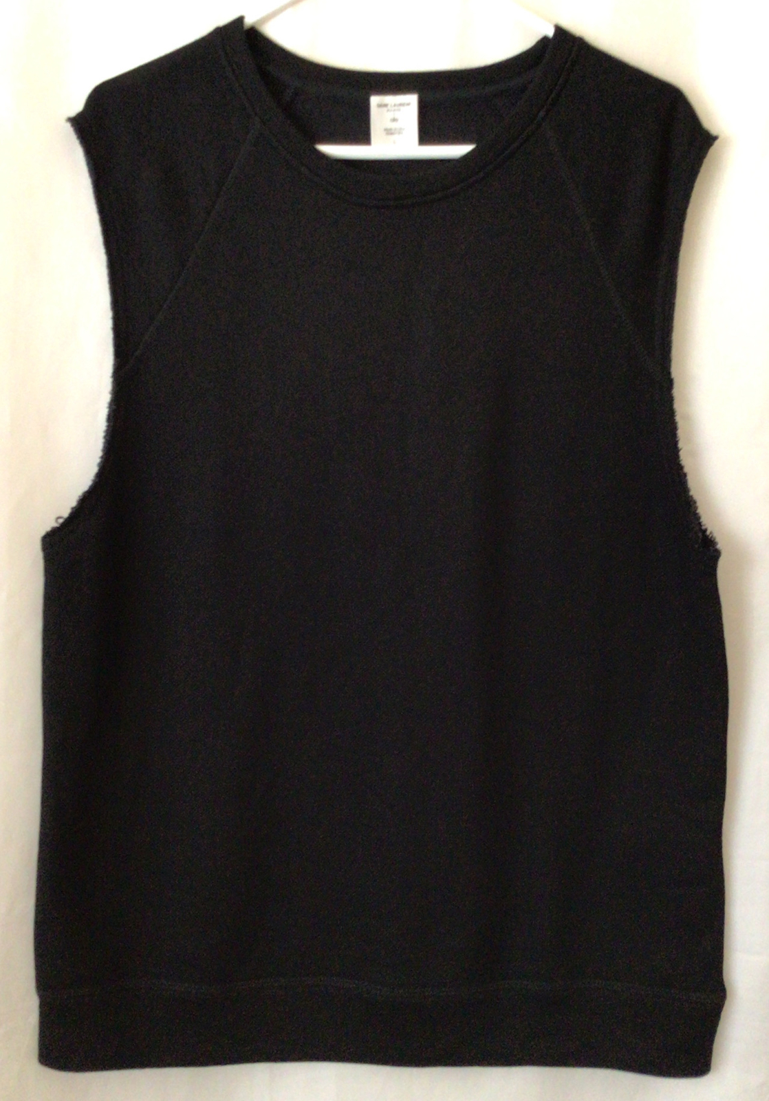 Maglione Saint Laurent Paris X Alo RN#87370 senza maniche allenamento nero nuovo senza etichette