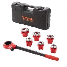 Ratchet Pipe Threader Kit Portable Pipe Threading Tool Set with 6 PCS NPT Dies