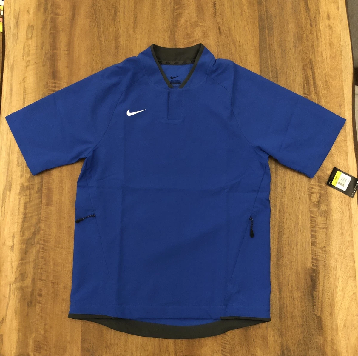 Nike Hot Jacket Short Sleeve Baseball Pullover Men's Small Blue  715061-493 Cage