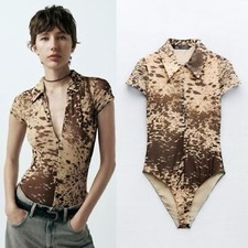 ZARA Animal Print Tulle Bodysuit 3067/010