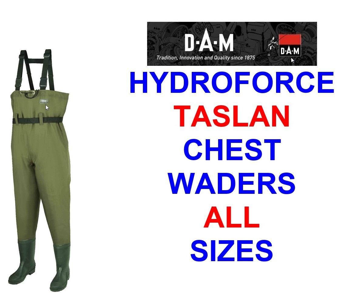 DAM HYDROFORCE TASLAN CHEST WADERS FLY FISHING HUNTING WILDFOWLING WADING  BOOTS
