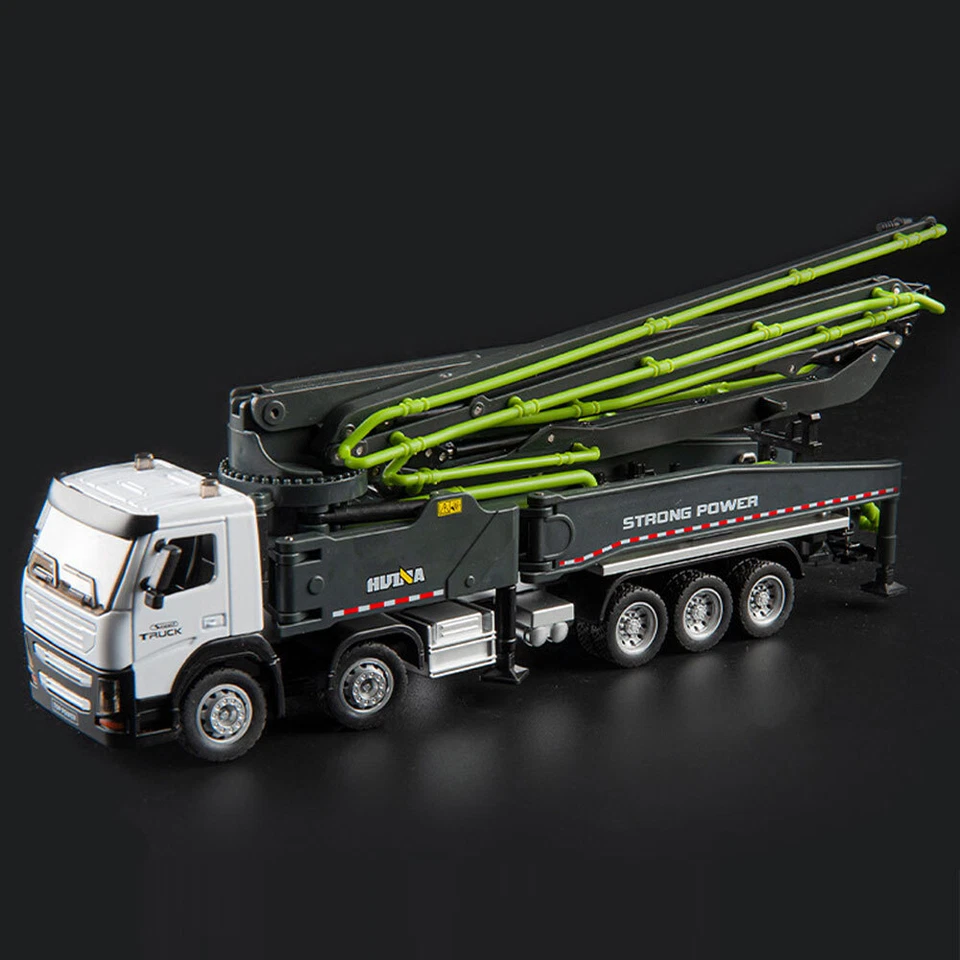 Concrete Pump Truck Model Toy Construction Vehicle Diecast Toy Car Grey - Image 3 of 4