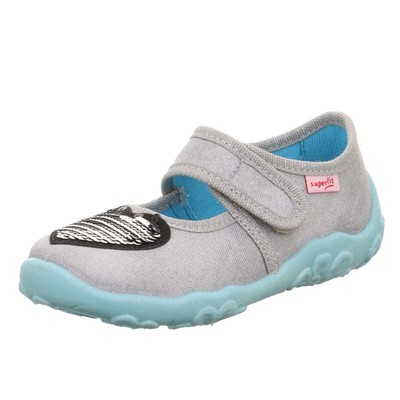 Superfit Mädchen Hausschuh Ballerina Klett Baumwolle Pailletten Herz 1-000280-25