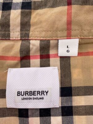 BURBERRY long sleeve shirt L cotton Camel check 8011359 Used