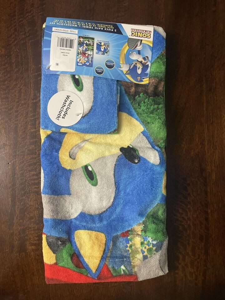 Sonic The Hedgehog Knuckles Tails 2 Piece Bath Towel + Washcloth Set | eBay