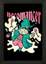 Necomancer Cat Wizard Framed Wall Art Poster Canvas Print Picture