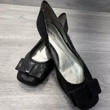 AK Anne Klein Black Sparkle Fabric Bow Ballet Flats Women's Size 8M