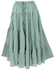 Boho Stufenrock, Maxirock Sommerrock, Flamencorock - grün