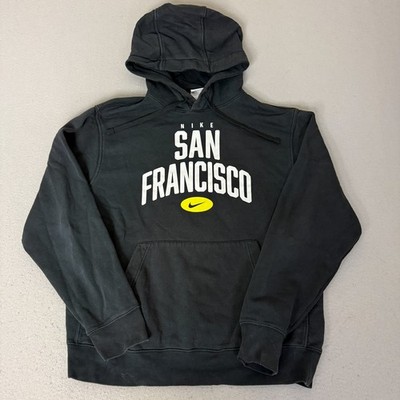 Nike San Francisco Hoodie Adult Large Black Pullover Sweatshirt Yellow Swoosh