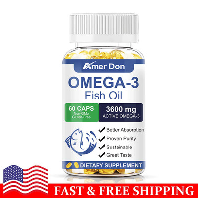 Omega 3 Fish Oil Softgels Extra Strength 3600mg EPA & DHA Heart Brain Health