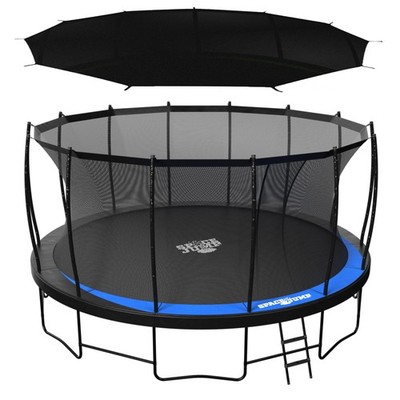 SpaceJump Lunar 16' Trampoline, Outdoor Bouncer with Net and Eclipse Sun Shade