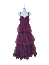 New LULU'S M Plum Purple Unforgettable Poise Tulle Bustier Tiered Maxi Dress