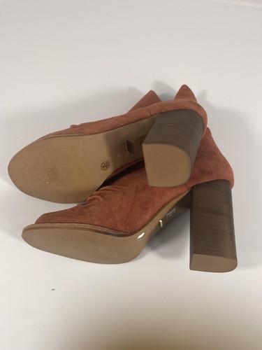 Seychelles Shoes Womens Size 8 38.5 Brown Suede Peep Toe Booties Block Heel - Picture 7 of 10