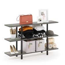 Furinno Turn-N-Tube 3-Tier Wide Display Shelf French Oak Grey/Black