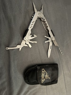Gerber Silver Stainless Steel Multi-Tool Plier Knife Scissors Corkscrew Sheath