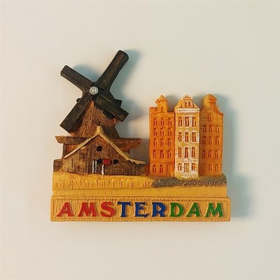 Netherlands Holland Amsterdam windmills Tourist Souvenir 3D Resin Fridge Magnet