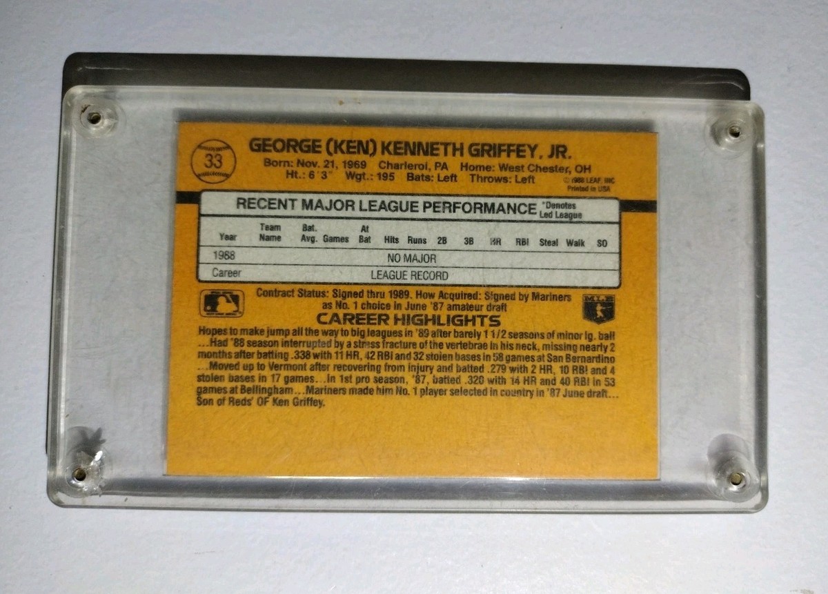 1989 Donruss - Ken Griffey Jr - Rookie Error Card 33 - Wrong