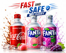 Coca Cola Fanta Grape & White Peach Metal Bottle Kit 300ml - Japanese Import