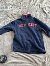 Old Navy Fleece Pullover Kids Small 6-7 Navy Quarter Zip Logo Sweatshirt