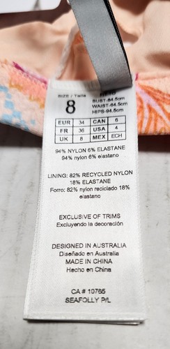 Seafolly Australia US Size 4 A Cup Nector Bikini Top Twist Front Bralette - Picture 6 of 6