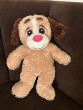 Plush Stuffed Dog Beige Brown White w/ Pink Nose Small 6-14 in Used
