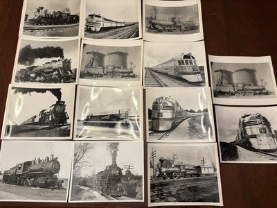 Lot of 13 Vintage Locomotive Train Photographs, Original 8  x 10  Black & White