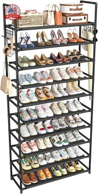 Simple Trending Tall Shoe Rack Storage Holds 40 Pairs, 10 Tier Shoe Organizer Sh