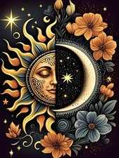 Sun and Moon Diamond Art Kits for Adults, Round Full Drill Diamond Painting K...